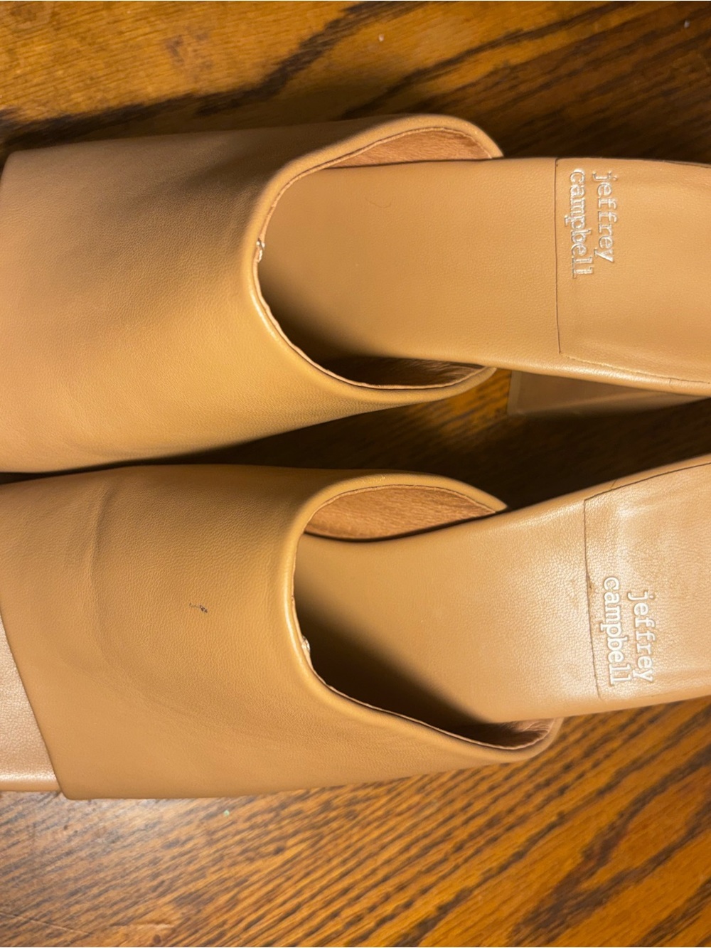 Jeffrey Campbell Tan Leather Slide Mules